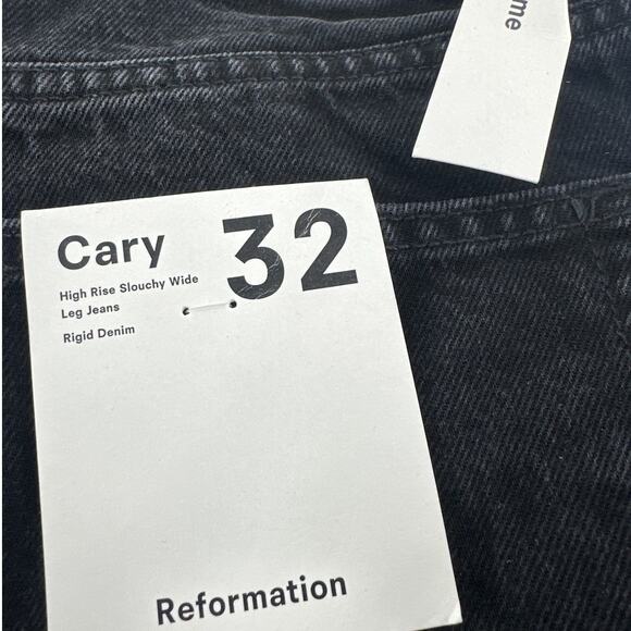 Reformation Black Cary High Rise Slouchy Wide Leg Cropped Jeans Size 32 - Picture 3 of 9
